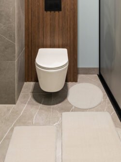 Vitrin 3'lü Banyo Paspası Halısı Peluş Halı Klozet Takımı Krem 50x90-50x60--50x50(yuvarlak)