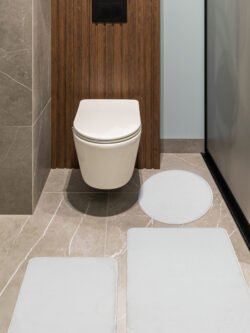 Vitrin 3'lü Banyo Paspası Halısı Peluş Halı Klozet Takımı Beyaz 50x90-50x60--50x50(yuvarlak)
