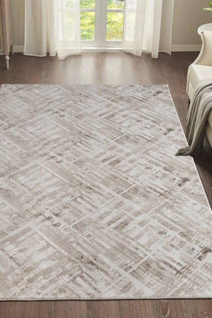 Plato Halı Parantez Efsane Lüks Oturma Odası, Salon, Antre, Yıkanabilir Polyester Kaymaz Taban Halı - Kaymaz Taban Halı