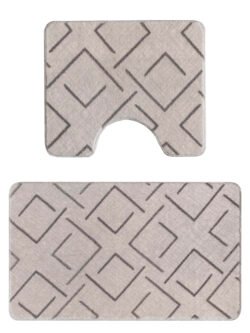 Plato Halı Parantez 2'li Set Premium Banyo Takımı 50x60 (Klozet) - 60x100 Klozet Takımı Kahve