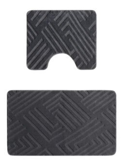 Plato Halı Opqo 2'li Set Premium Banyo Takımı 50x60 (Klozet) - 60x100 Klozet Takımı