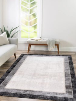 Lynosse Siyah Fildişi Halı Yumuşak Oturma Odası Salon Çocuk Odası Mutfak Halısı P1202