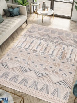 Lynosse Bej Halı Yumuşak Oturma Odası Salon Çocuk Odası Mutfak Halısı PF085