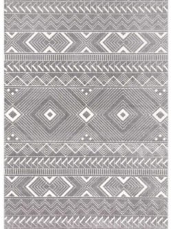 Elmina Gri Beyaz Halı Yumuşak Oturma Odası Salon Çocuk Odası Mutfak Halısı F0326