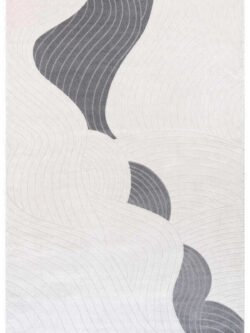 Elmina Beyaz Gri Halı Yumuşak Oturma Odası Salon Çocuk Odası Mutfak Halısı F0280