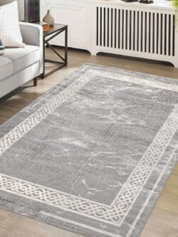 Troya Gri Halı Yumuşak Oturma Odası Salon Çocuk Odası Mutfak Halısı J0064