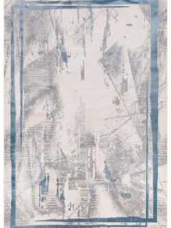 Troya Krem Mavi Halı Yumuşak Oturma Odası Salon Çocuk Odası Mutfak Halısı J0067