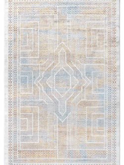 Paradise Beyaz Mavi Halı Yumuşak Oturma Odası Salon Çocuk Odası Mutfak Halısı M0147