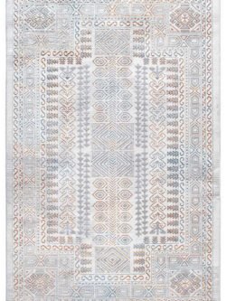 Paradise Beyaz Mavi Halı Yumuşak Oturma Odası Salon Çocuk Odası Mutfak Halısı M0148