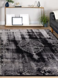 Lynosse Siyah Halı Yumuşak Oturma Odası Salon Koridor Çocuk Odası Mutfak Makine Halısı P0307