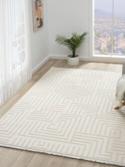 Ventura Beyaz Shaggy Yumusak Post Pelus Salon Oturma Odasi Halisi VNT114