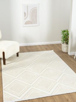 Ventura Beyaz Shaggy Yumusak Post Pelus Salon Oturma Odasi Halisi VNT105