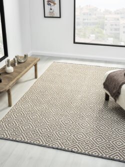 Ipar Bej Çift Taraflı Kilim Salon Oturma Odası Çocuk Odası Yatak Odası Halısı Ip0036