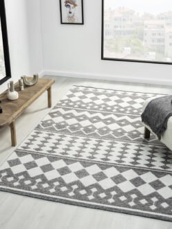 Ipar Gri Çift Taraflı Kilim Salon Oturma Odası Çocuk Odası Yatak Odası Halısı Ip0032