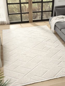 Fizy Beyaz Halı Loop Sisal Halı Modern Dokuma Oturma Odası Salon Halısı 13791A