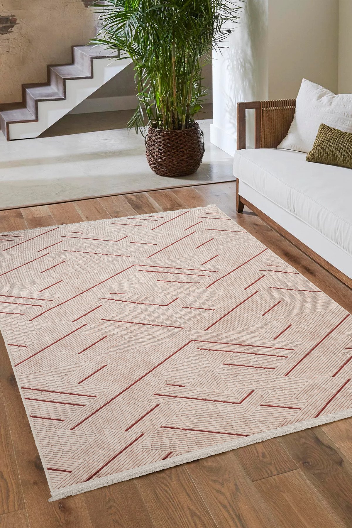 1_org_zoom Modern Desenli Bambu Dört Mevsim Kaymaz Yıkanabilir Kesme Koridor Mutfak ve Oda Kesme Yolluk Halı