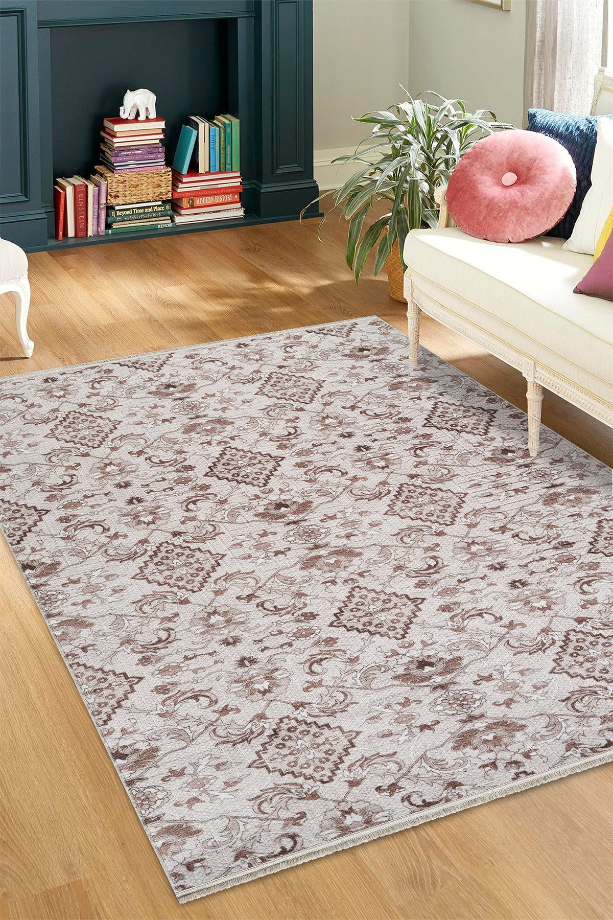 1_org_zoom Modern Desen Baskılı Kaymaz Taban Elit Şık Dört Mevsim Yıkanabilir Halı Yolluk Oturma Salon Odası