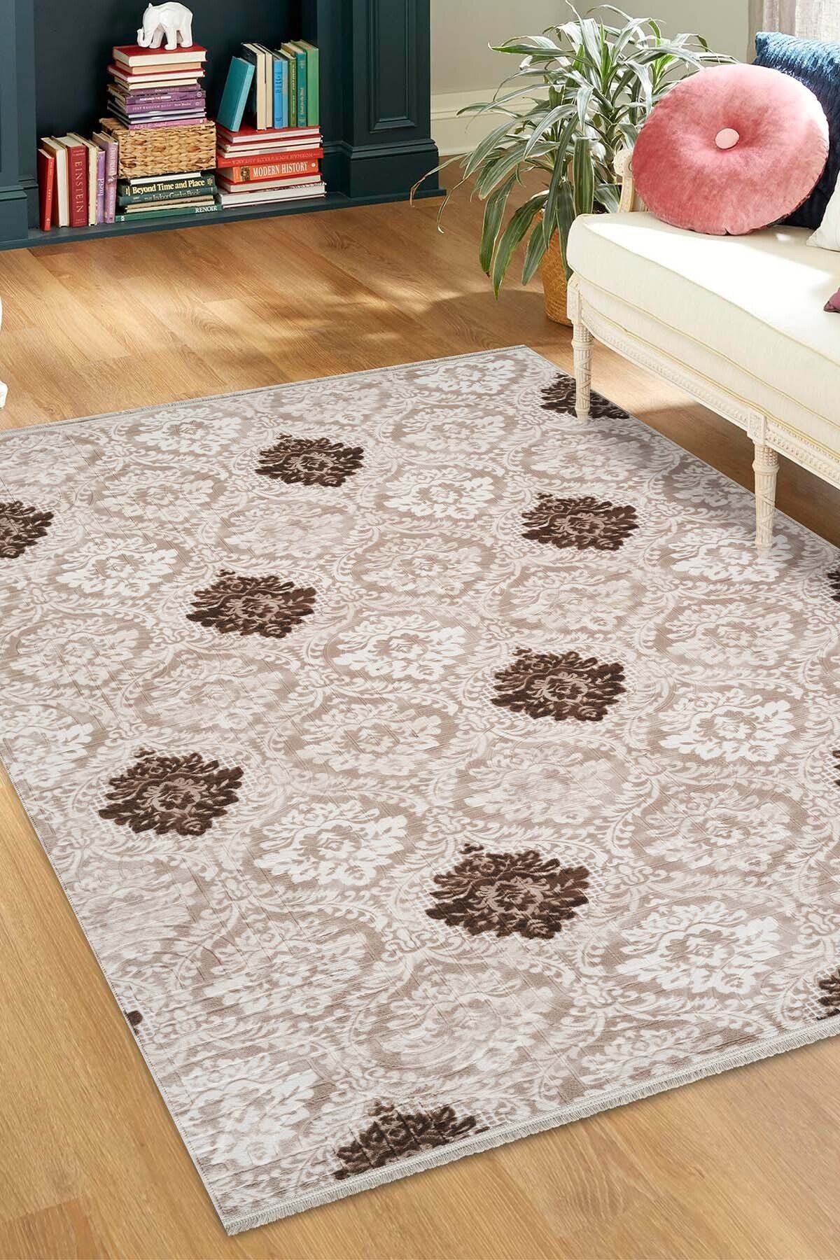 1_org_zoom Modern Desen Baskılı Kaymaz Taban Elit Şık Dört Mevsim Yıkanabilir Halı Yolluk Oturma Salon Odası