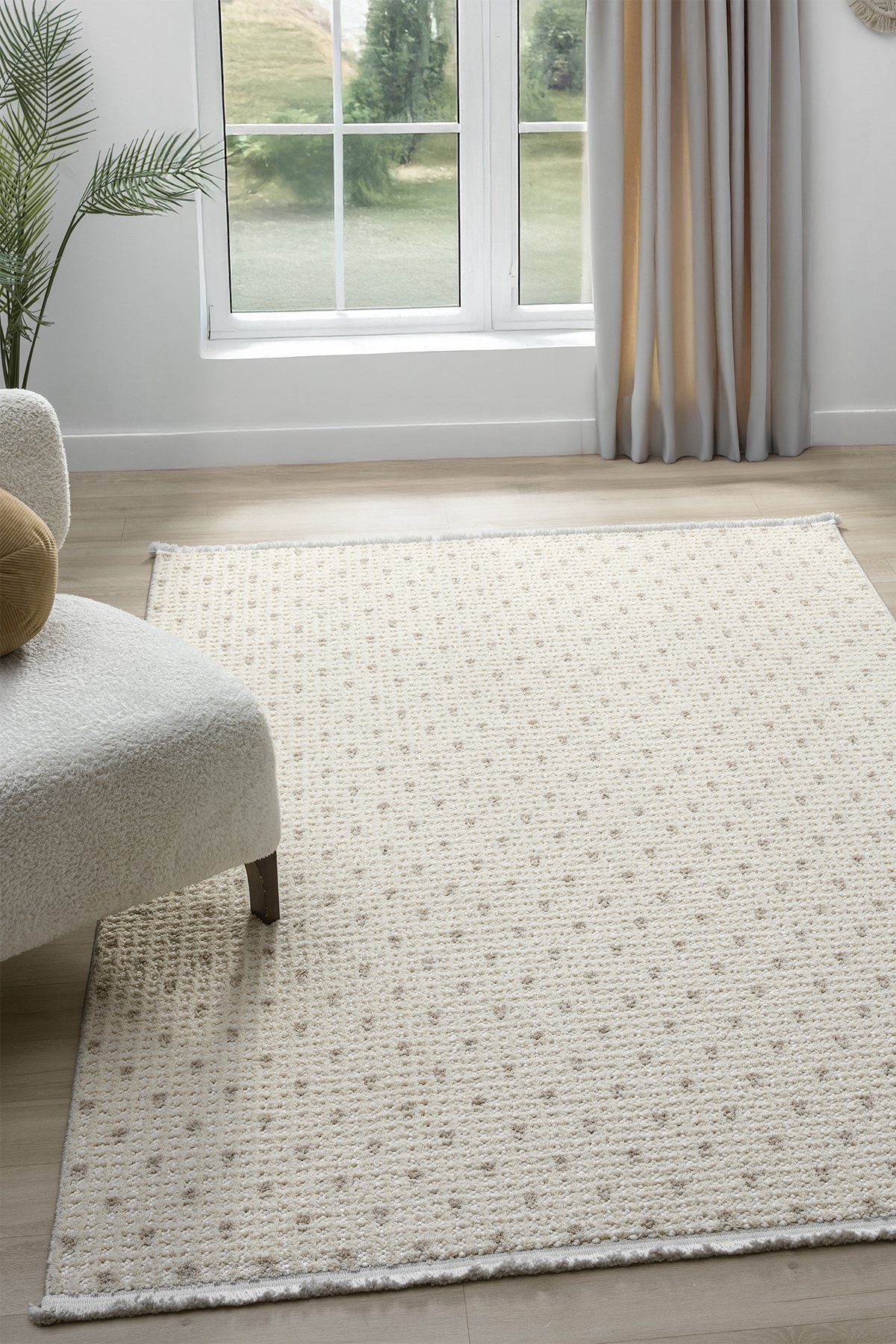 1_org_zoom Moon Krem Vizon Halı Bukleli Yumuşak Dokulu İskandinav Dokuma Halı Salon Halısı 13826A 24114
