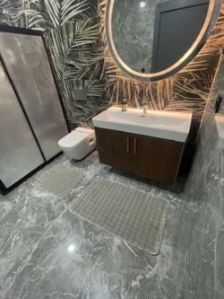 Modern Bubble Yıkanabilir Kaymaz Peluş Banyo Paspası Halısı 2'li Klozet Takımı 60x100 ve 50x60