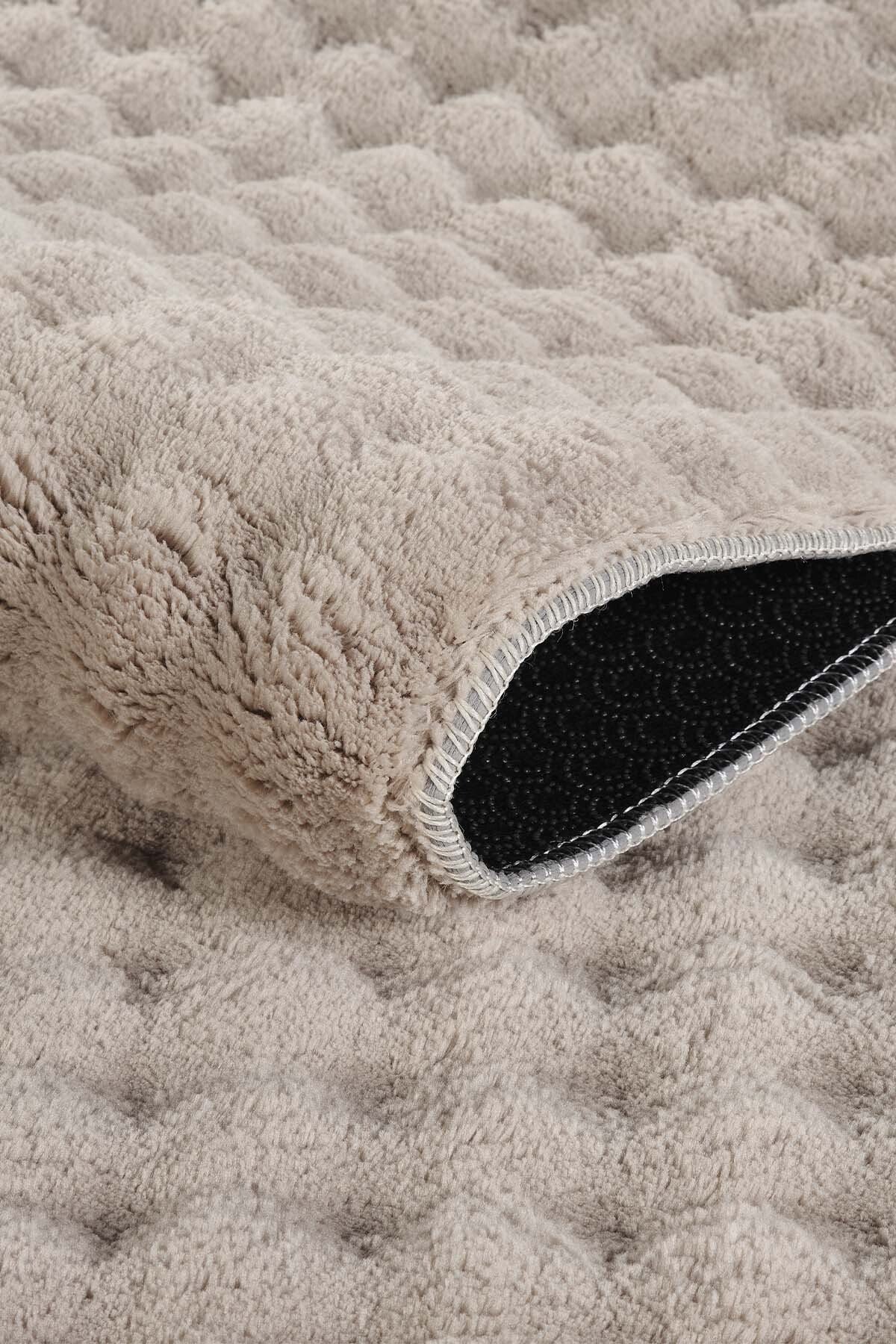 1_org_zoom Bubble Puffy Post Peluş Halı Yolluk Kaymaz Taban Yıkanabilir Pofuduk Oturma Salon Çocuk Odası Kum