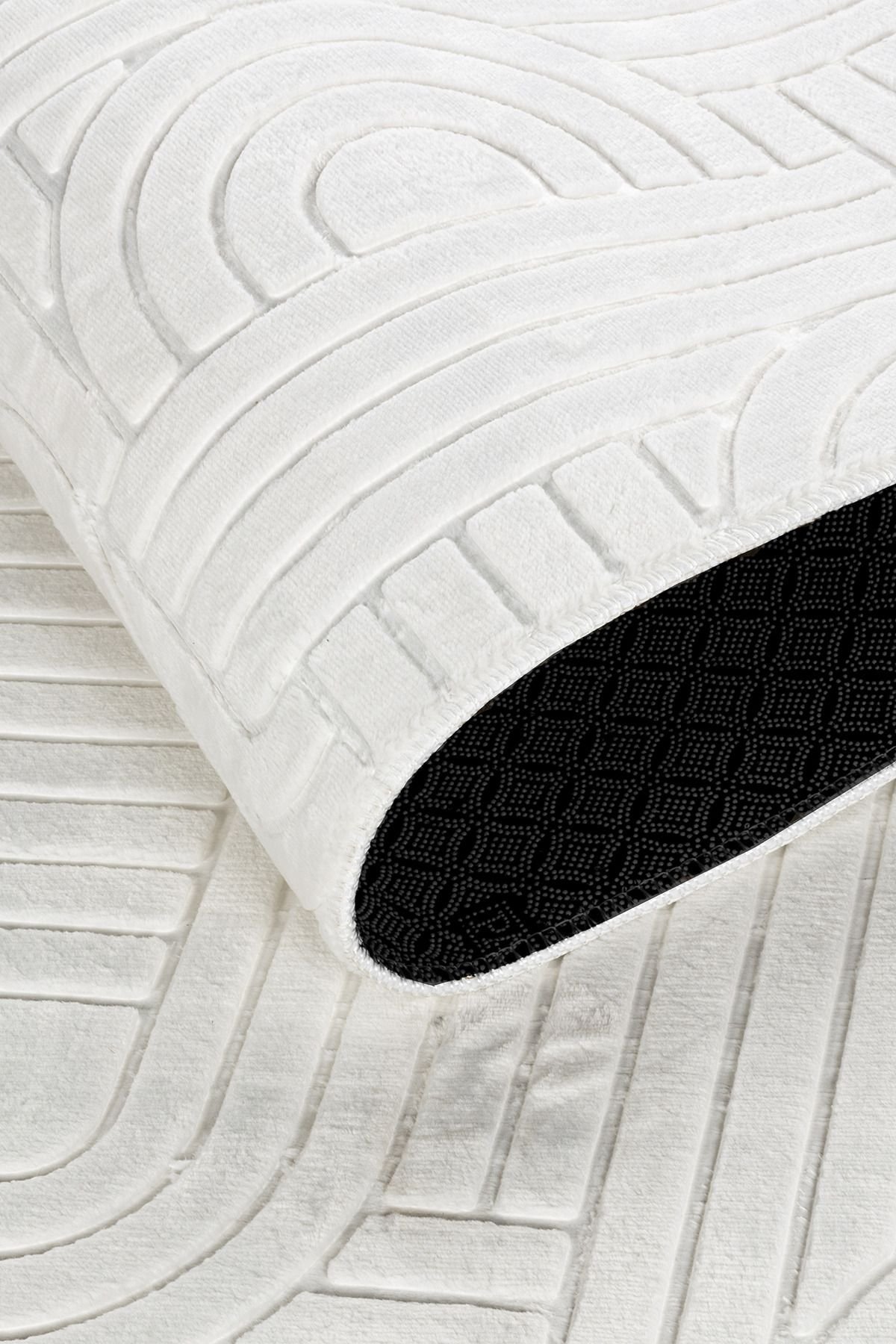 1_org_zoom Modern Desenli Bambu Dokulu Kaymaz Taban Elit Şık Dört Mevsim Yıkanabilir Halı Kesme Yolluk 31918