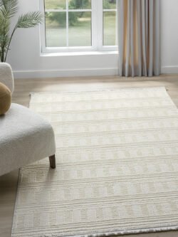 Moon Krem Halı Bukleli Yumuşak Dokulu İskandinav Dokuma Halı Salon Halısı 13815A