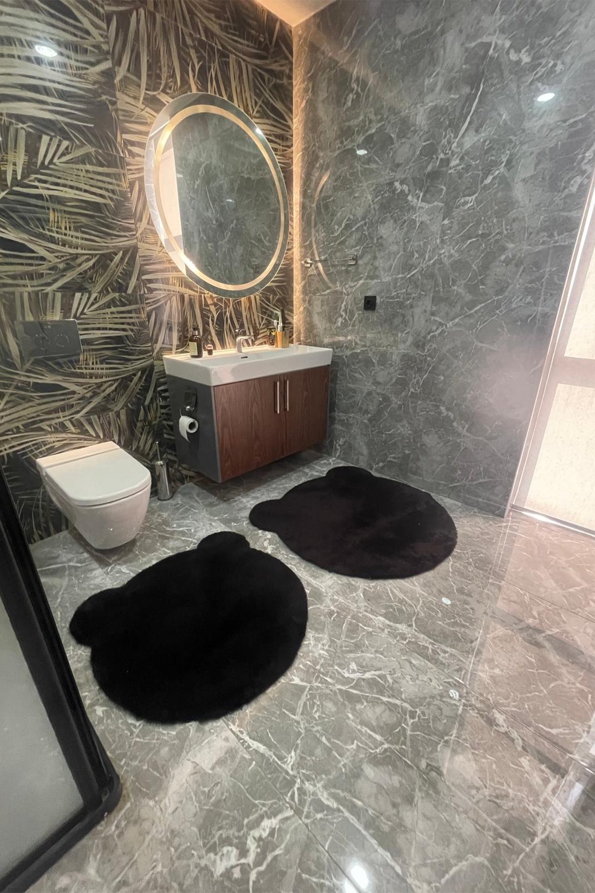 1_org_zoom 2Lİ SEVİMLİ AYI FİGÜRLÜ POST BANYO TAKIMI KLOZET TAKIMI 80x80 ve 100x100 32094