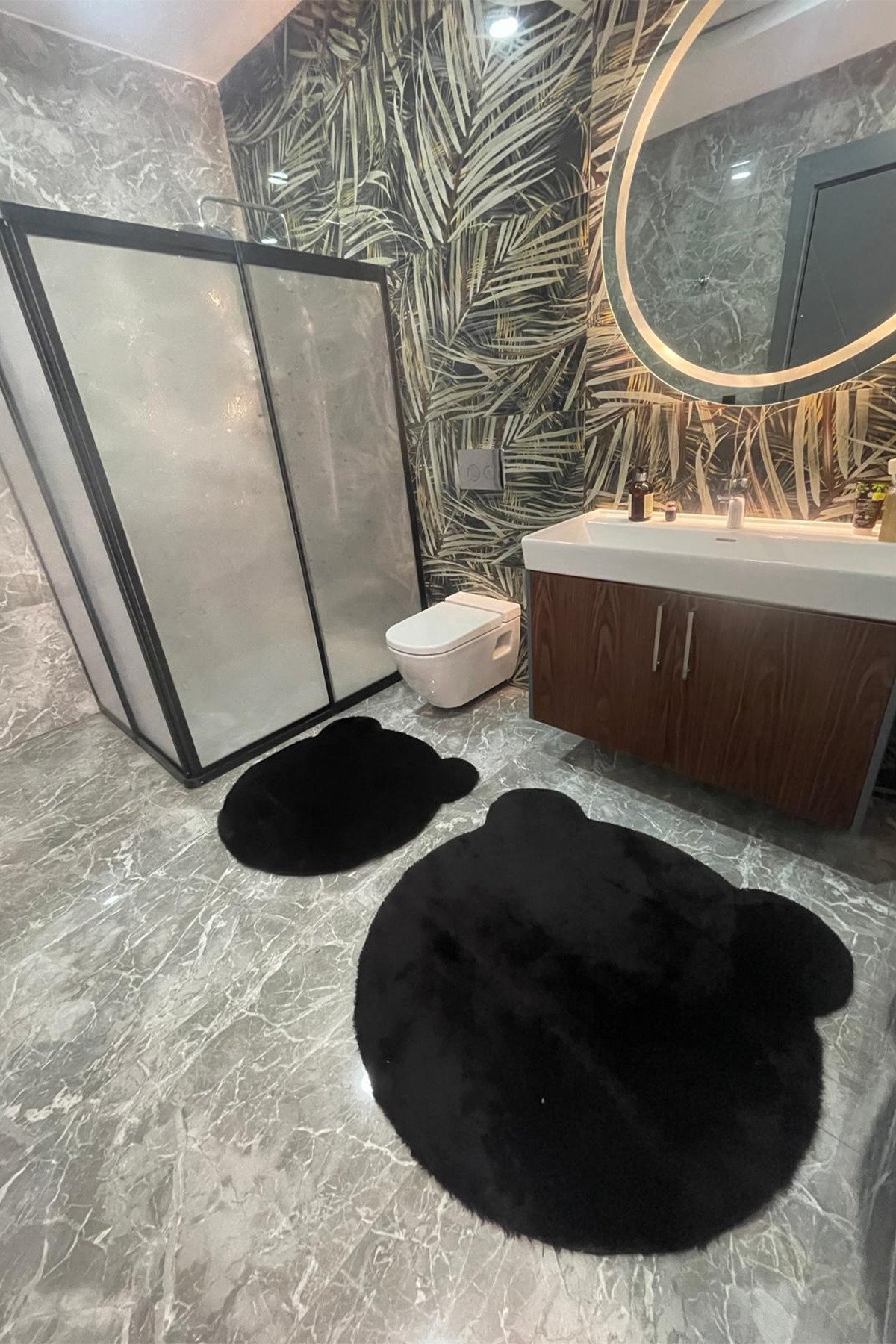 1_org_zoom 2Lİ SEVİMLİ AYI FİGÜRLÜ POST BANYO TAKIMI KLOZET TAKIMI 80x80 ve 100x100 32095