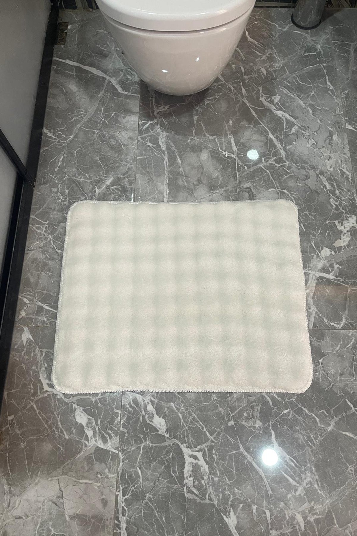 1_org_zoom Modern Bubble Yıkanabilir Kaymaz Peluş Banyo Paspası Halısı 2'li Klozet Takımı 60x100 + 50x60 32158