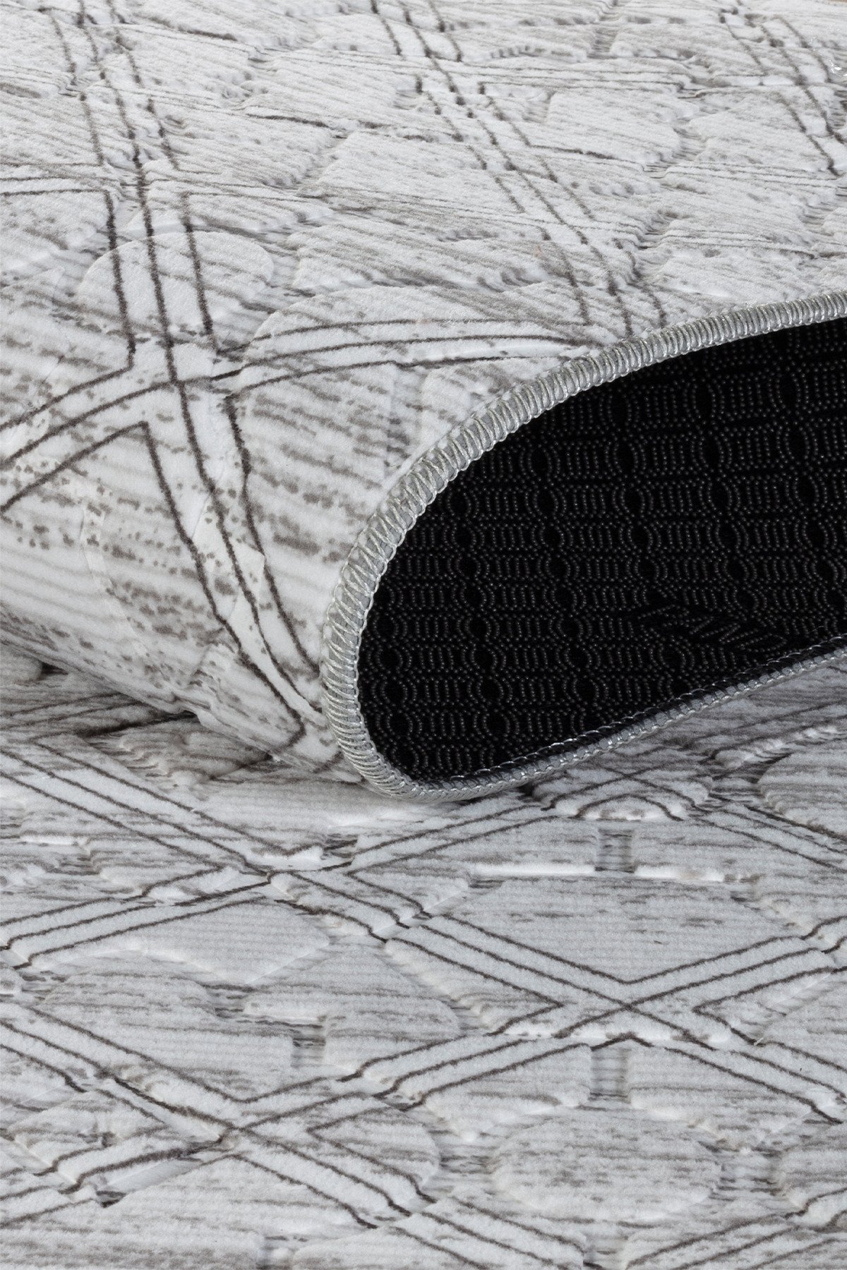 1_org_zoom Modern Desenli Kaymaz Taban Elit Şık Dört Mevsim Yıkanabilir Halı Kesme Yolluk 32183