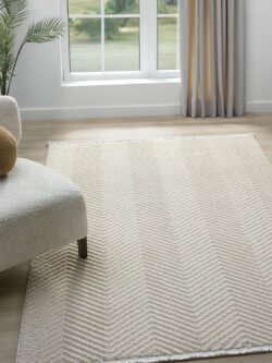 Moon Krem Vizon Halı Bukleli Yumuşak Dokulu İskandinav Dokuma Halı Salon Halısı 13827A