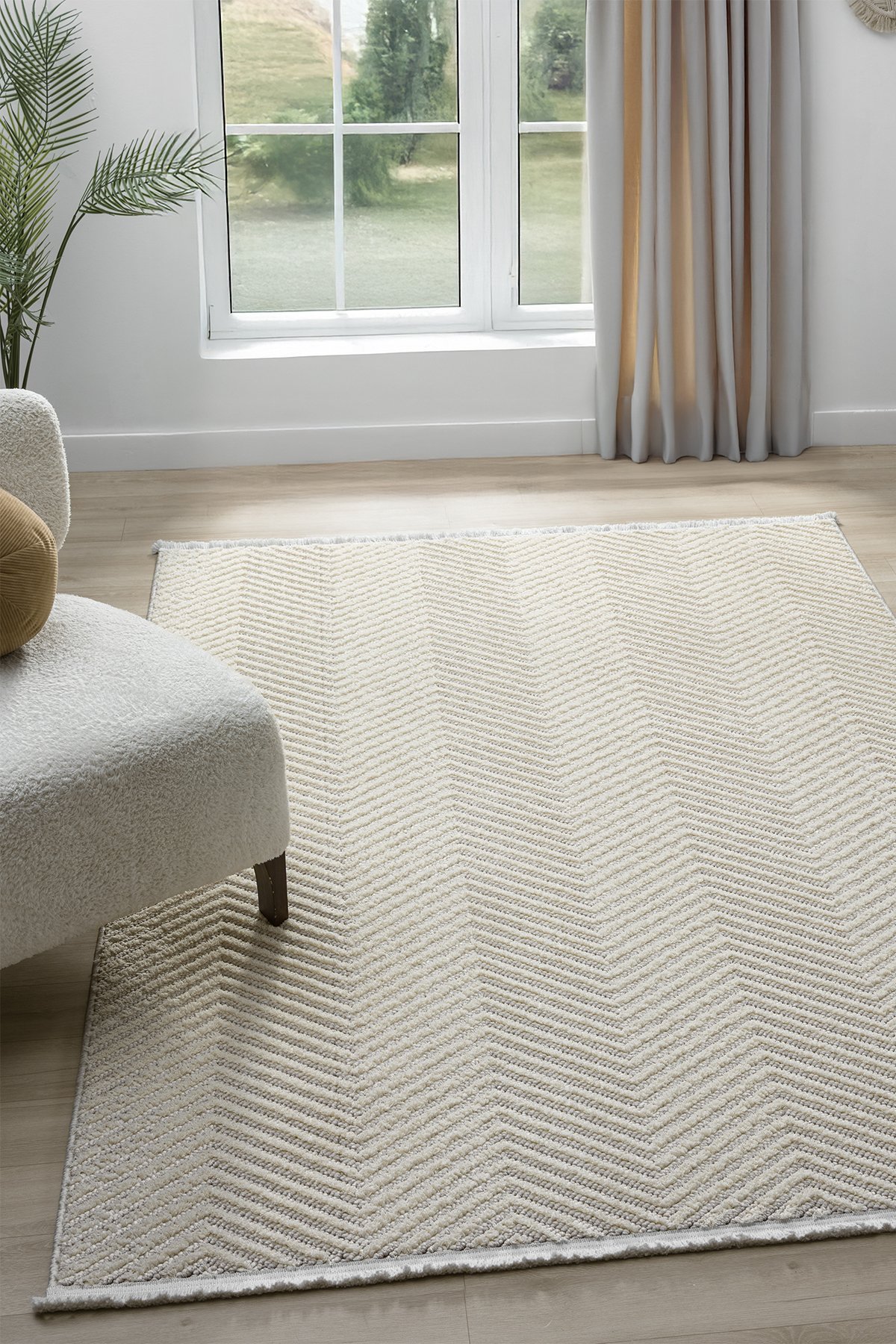 1_org_zoom Moon Krem Vizon Halı Bukleli Yumuşak Dokulu İskandinav Dokuma Halı Salon Halısı 13827A 24154