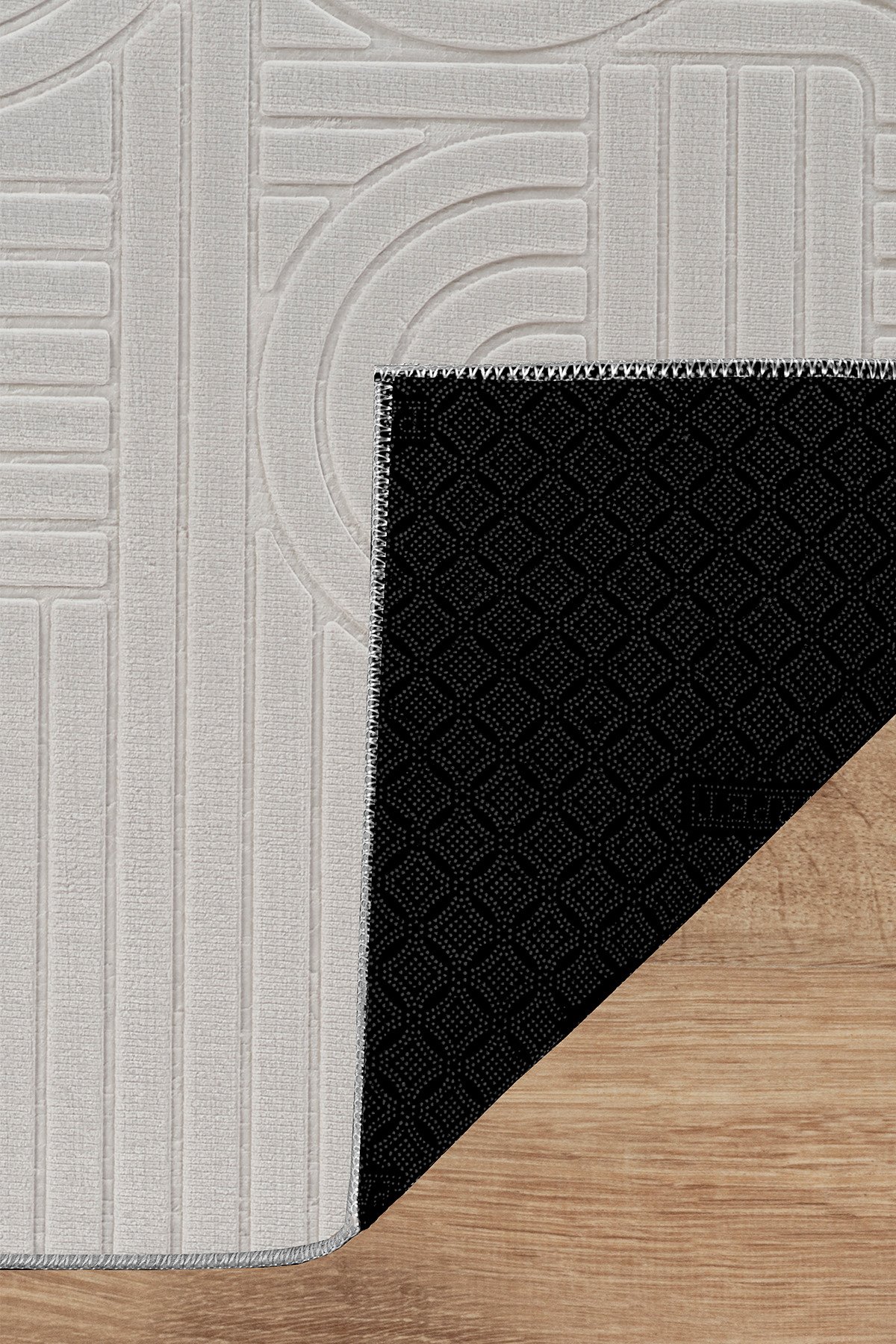 1_org_zoom Bambu Dokulu Modern Desenli Kaymaz Taban Lüx Dört Mevsim Yıkanabilir Halı Yolluk 33459