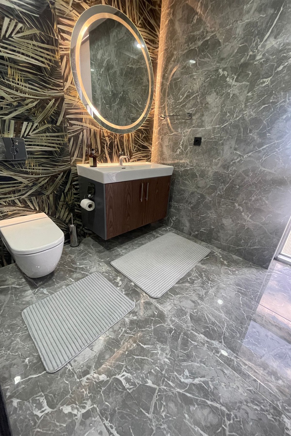 1_org_zoom 2'Lİ SOFT TOUCH GRİ BANYO PASPASI YUMUŞACIK 33822