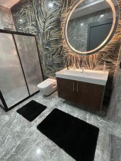 2'li Yıkanabilir Kaymaz Taban Post Siyah Banyo Halısı Peluş Halı Klozet Takımı