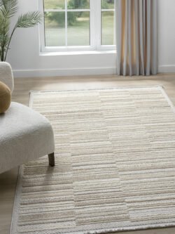 Moon Krem Vizon Halı Bukleli Yumuşak Dokulu İskandinav Dokuma Halı Salon Halısı 13830A