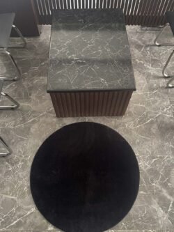 Daire Siyah Post Peluş Kesme Halı Yolluk Kaymaz Taban Yıkanabilir Pofuduk