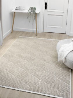 Fizy Beyaz Bej Halı Loop Sisal Halı Modern Dokuma Oturma Odası Salon Halısı 11290B