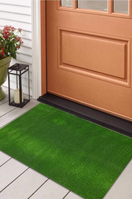 Dekoratif Yeşil Kapı Önü Paspası Yapay Çim Halı 7 mm 1005 - Kapı Önü Paspası