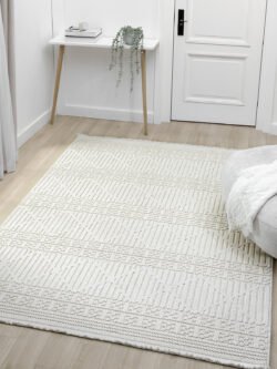 Fizy Beyaz Halı Loop Sisal Halı Modern Dokuma Oturma Odası Salon Halısı 11868A