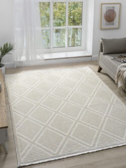 Puffy Beyaz Halı Yumuşak Dokulu Shaggy Halı Oturma Odası Salon Halısı 10730D