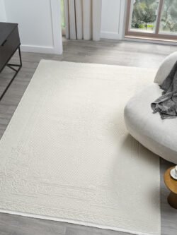 Dream Beyaz Halı Modern Halı Pamuk Taban Kolay Temizlenir Salon Yatak Odası Halısı 13846A