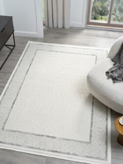 Dream Beyaz Gri Halı Modern Dokuma Halı Salon Oturma Odası Yatak Odası Halısı 13847A