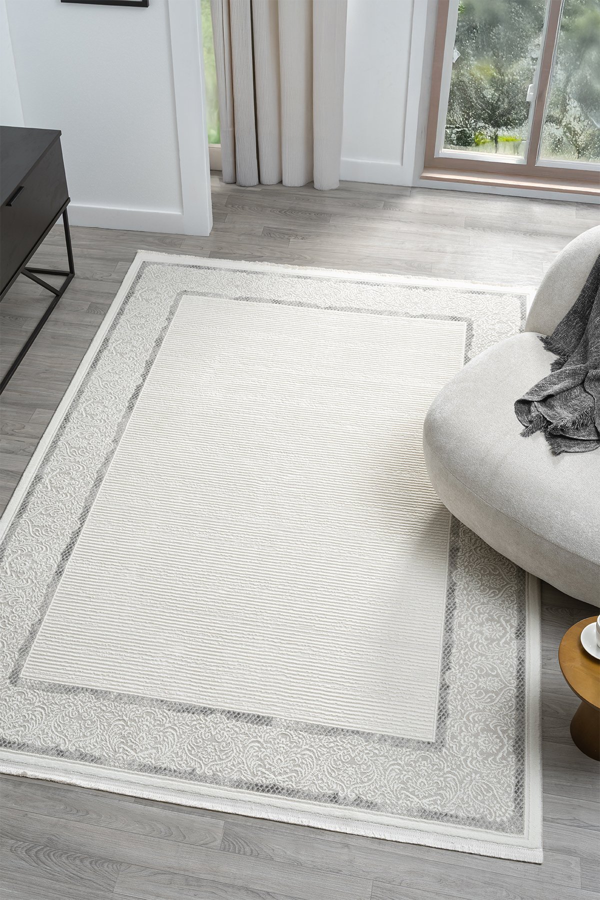 1_org_zoom Dream Beyaz Gri Halı Modern Dokuma Halı Salon Oturma Odası Yatak Odası Halısı 13847A 24634