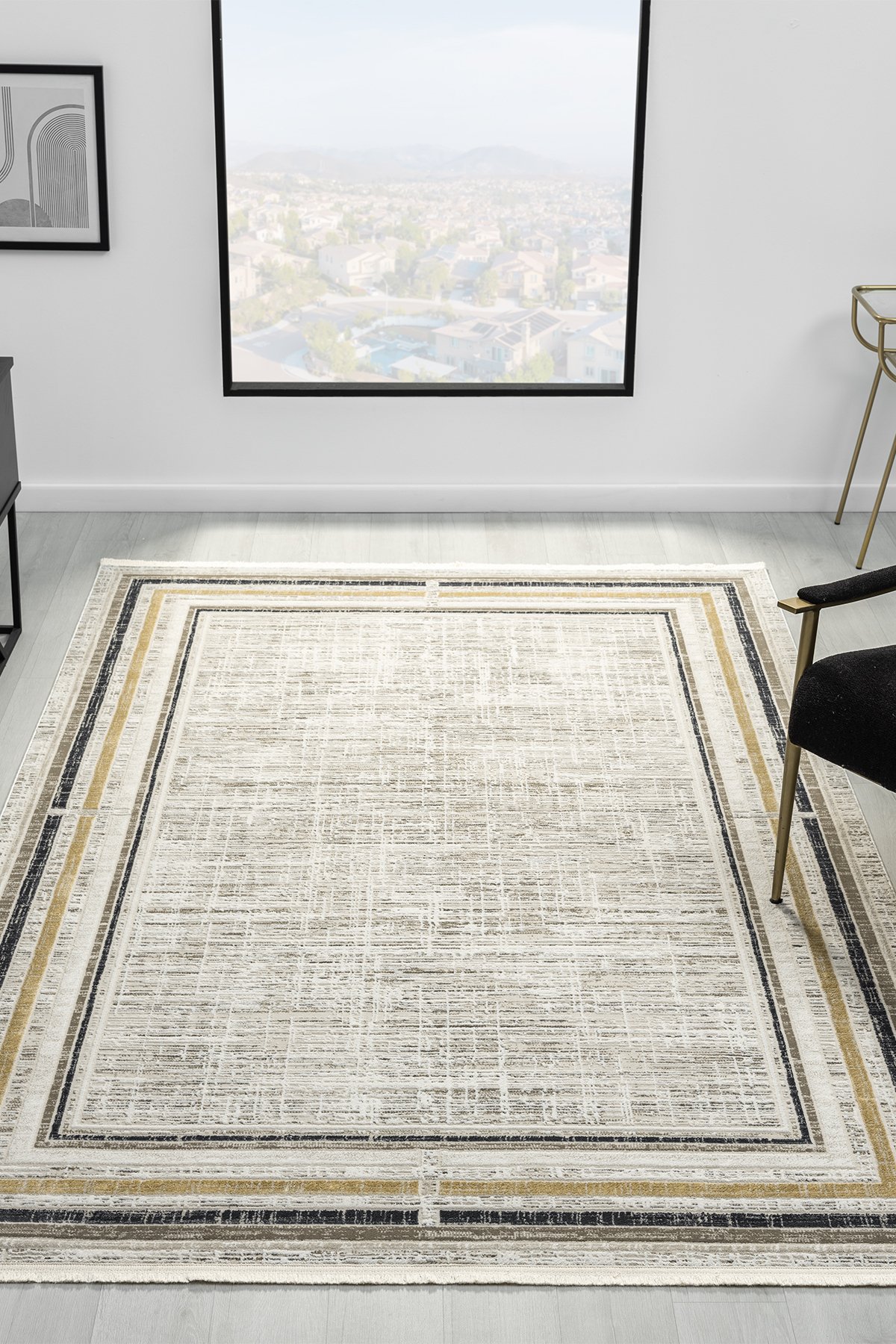 1_org_zoom Hernes Krem Antrasit Salon Oturma Odası Çocuk Odası Yatak Odası Halısı HM6006 24998