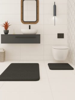 Banyo Paspası Düz İkili Klozet Takımı 60x100 - 50x60 ,Yumuşak soft tuşeli