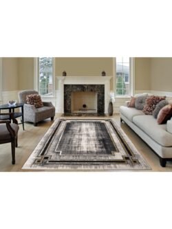 Lykıa Antrasit Krem Modern Halı Lyk002