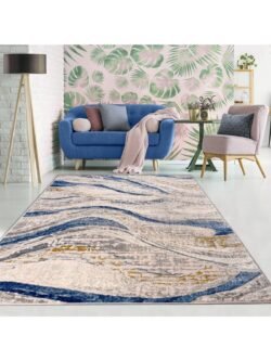 Cresta Gri Mavi Modern Halı Crs009