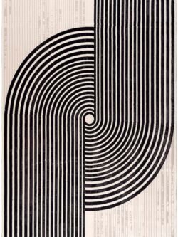 Lykia Beyaz Siyah Modern Halı Lyk010